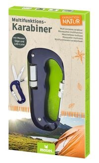 Produktbild: Expedition Natur Multifunktions-Karabiner mit Messer, S&auml;ge und LED-Licht