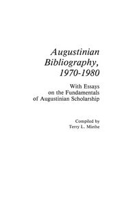 Produktbild: Augustinian Bibliography, 1970-1980