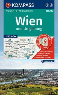 Produktbild: KOMPASS Wanderkarten-Set 205 Wien und Umgebung (2 Karten) 1:50.000