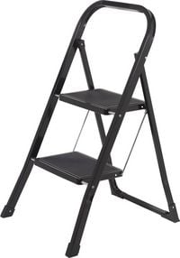 Produktbild: TOOLCRAFT TO-10398468 Stahl Klapptritt klappbar, Montage ohne Werkzeug Arbeitsh&ouml;he (max.): 2.47 m Schwarz EN 14183