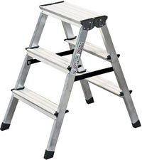 Produktbild: Krause 120328 Aluminium Stufen-Doppelleiter Arbeitsh&ouml;he (max.): 2.20 m Silber DIN EN 131 2.4 kg