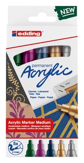 Produktbild: Edding Acrylmarker Acrylic 5100 Mittel metallic 5er Set