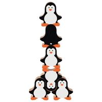 Goki 58683 - Stapelfiguren Pinguine, Stapelspiel, Holz, 18 Teile