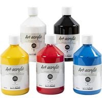 Produktbild: Creativ Company Acrylfarbe, Mattglänzend, Primärfarben, 5x500 ml