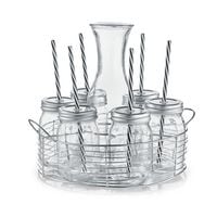 Produktbild: neuetischkultur Glaskaraffe-/ Gl&auml;ser-Set, 8-tlg., Glas/Metall