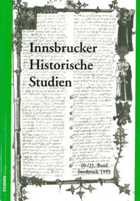 Bild vom Artikel Innsbrucker Historische Studien 20/21 (1999) vom Autor Alfred A. Strnad