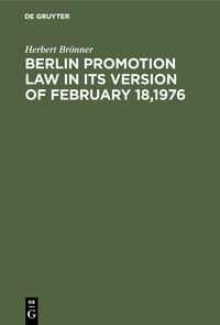 Produktbild: Berlin promotion law in its version of February 18,1976