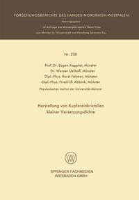 Produktbild: Herstellung von Kupfereinkristallen kleiner Versetzungsdichte