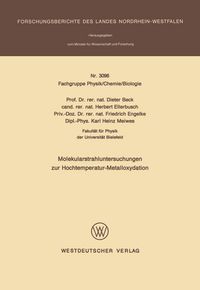 Produktbild: Molekularstrahluntersuchungen zur Hochtemperatur- Metalloxydation
