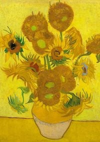 Produktbild: Notizbuch A5 blanko - 100 Seiten 90g/m&sup2; - Softcover Motiv Sonnenblumen Vincent van Gogh