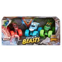 Produktbild: Monster Jam, 3er-Pack &bdquo;Charged Beasts&ldquo; (mit den Trucks Dragon, Octon8er und Ice Dragon), coole Trucks im Ma&szlig;stab 1:64 (Spritzguss)