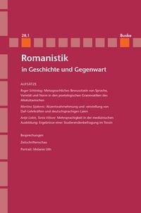 Produktbild: Romanistik in Geschichte und Gegenwart Jahrgang 28 Heft 1