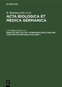 Produktbild: VIIIth Symposium Structure and Function of Erythrocytes, Part I
