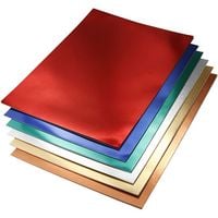 Produktbild: Creativ Company Metallic-Folienkarton, A4, Blatt 210x297 mm, 280 g, sortierte Farben, 30 Blatt sortiert