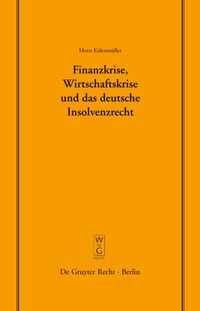 Produktbild: Finanzkrise, Wirtschaftskrise und das deutsche Insolvenzrecht