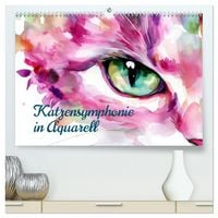 Produktbild: Katzensymphonie in Aquarell (hochwertiger Premium Wandkalender 2026 DIN A2 quer), Kunstdruck in Hochglanz