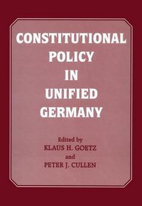 Produktbild: Constitutional Policy in Unified Germany