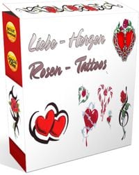 Produktbild: Liebe - Herzen - Rosen Tattoo Vorlagen: Gro&szlig;e Auswahl an Tattoo Design Vorlagen mit dem Motiv Liebe - Herzen - Rosen.