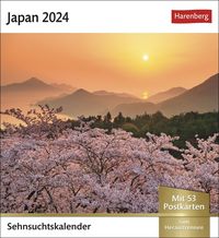 Japan Sehnsuchtskalender 2024. Fernweh in einem Foto-Kalender zum Aufstellen. Die schönsten Landschaften und Städte Japans als Postkarten in einem T von Harenberg