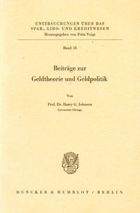 Produktbild: Beitr&auml;ge zur Geldtheorie und Geldpolitik.