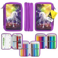 Produktbild: Idena Federmappe Triple Einhorn lila 47 Teile