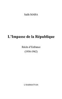 Produktbild: Impasse de la republique recitd'enfance