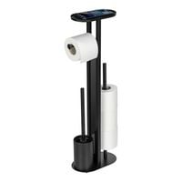 Produktbild: Stand WC-Garnitur Mod. Orea Schwarz, mit Ablagefl&auml;che und Ersatzrollenhalter