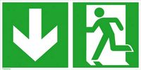 Produktbild: Fluchtwegschild Folie Notausgang links, Richtungsangabe abw&auml;rts SafetyMarking 38.0084 (B x H) 300 mm x 150 mm ISO 7010 1 St.