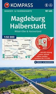 Produktbild: KOMPASS Wanderkarte 465 Magdeburg, Halberstadt, Mittel-Elbe & Harzvorland 1:50.000