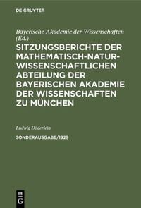 Produktbild: Sitzungsberichte der Mathematisch-Naturwissenschaftlichen Abteilung der Bayerischen Akademie der Wissenschaften zu M&uuml;nchen. Sonderausg. 1/1929