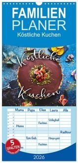 Produktbild: Familienplaner 2026 - K&ouml;stliche Kuchen mit 5 Spalten (Wandkalender, 21 x 45 cm) CALVENDO