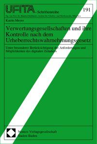 Produktbild: Verwertungsgesellschaften und ihre Kontrolle nach dem Urheberrechtswahrnehmungsgesetz