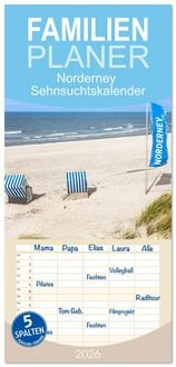 Produktbild: Familienplaner 2026 - Norderney Sehnsuchtskalender mit 5 Spalten (Wandkalender, 21 x 45 cm) CALVENDO