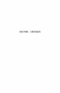 Produktbild: Oeuvre critique - articles, communications, interviews, pref