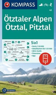 Produktbild: KOMPASS Wanderkarte 43 &Ouml;tztaler Alpen, &Ouml;tztal, Pitztal 1:50.000