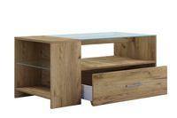 Produktbild: Holz Sofatisch Couchtisch Schublade Glas Tindala