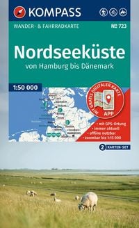 Produktbild: KOMPASS Wanderkarten-Set 723 Nordseek&uuml;ste von Hamburg bis D&auml;nemark (2 Karten) 1:50.000