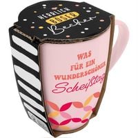 Produktbild: Tasse mit Motivdruck "Was f&uuml;r ein wundersch&ouml;ner Schei&szlig;tag", mit Banderole