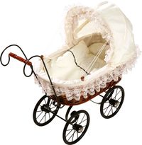 Bild vom Artikel Small foot 8755 - Puppenwagen Nostalgischer Stil, Metall/Korbgeflecht, braun, Griffhöhe: 41cm vom Autor 