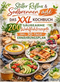 Produktbild: Stiller Reflux & Sodbrennen ad&eacute;: Das XXL Kochbuch - 200 s&auml;urearme Wohlf&uuml;hlrezepte inkl. 30-Tage-Ern&auml;hrungsplan