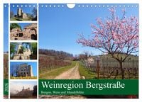 Produktbild: Weinregion Bergstra&szlig;e Burgen, Wein und Mandelbl&uuml;te (Wandkalender 2026 DIN A4 quer), CALVENDO Monatskalender