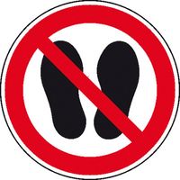 Produktbild: Verbotsschild Betreten der Fl&auml;che verboten, Hygiene und Abstand Folie selbstklebend (&Oslash;) 100 mm ISO 7010 1 St.