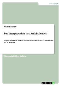 Produktbild: Zur Interpretation von Ambivalenzen