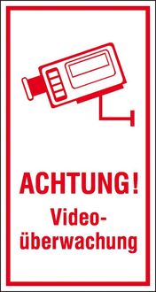 Produktbild: SafetyMarking 21.5211 Hinweisschild Video&uuml;berwachung Folie selbstklebend (B x H) 80 mm x 150 mm 1 St.
