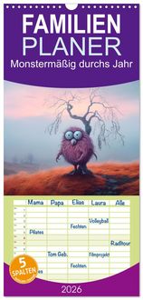 Produktbild: Familienplaner 2026 - Monsterm&auml;&szlig;ig durchs Jahr mit 5 Spalten (Wandkalender, 21 x 45 cm) CALVENDO