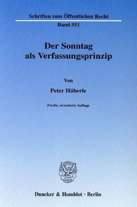 Produktbild: Der Sonntag als Verfassungsprinzip.