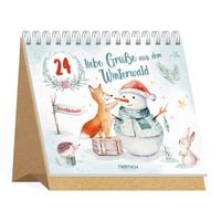 Produktbild: TR&Ouml;TSCH - Aufstell Adventskalender "24 liebe Gr&uuml;&szlig;e aus dem Winterwald" | Weihnachtskalender mit 24 Aquarellbildern und Weihnachtszitatentellkalender