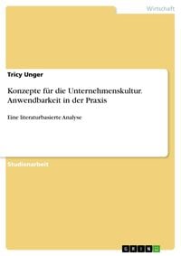 Produktbild: Konzepte f&uuml;r die Unternehmenskultur. Anwendbarkeit in der Praxis