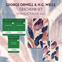 Produktbild: George Orwell & H.G. Wells Geschenkset - 3 B&uuml;cher (mit Audio-Online) + Marmortr&auml;ume Schreibset Basics