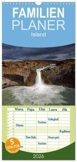 Produktbild: Familienplaner 2026 - Island mit 5 Spalten (Wandkalender, 21 x 45 cm) CALVENDO